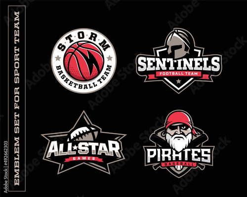Modern professional logos and emblems for various sports teams