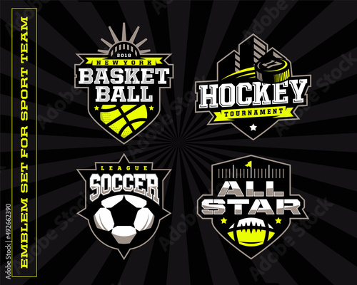 Modern professional logos and emblems for various sports teams