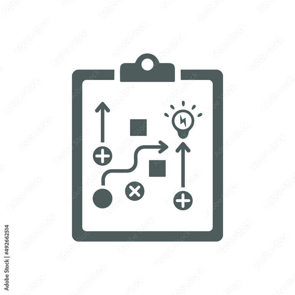Plan, solution, strategy icon. Gray vector sketch. Plan, solution, strategy icon. Gray vector sketch.