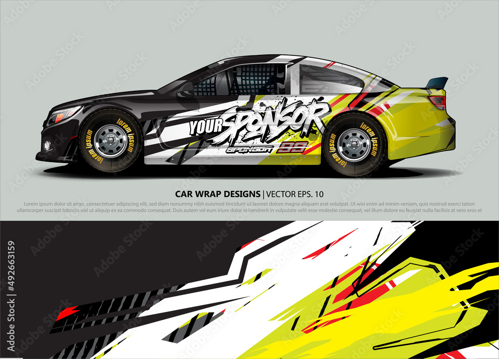 Car wrap decal design vector. abstract Graphic background kit designs for vehicle, race car, rally, livery, sport car Car wrap decal design vector. abstract Graphic background kit designs for vehicle, race car, rally, livery, sport car