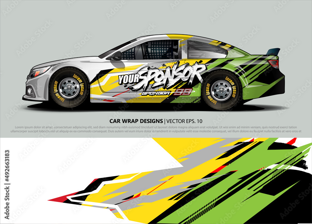 Car wrap decal design vector. abstract Graphic background kit designs for vehicle, race car, rally, livery, sport car Car wrap decal design vector. abstract Graphic background kit designs for vehicle, race car, rally, livery, sport car