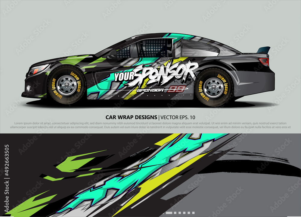 rally car livery design vector. abstract race style background for vehicle vinyl sticker wrap rally car livery design vector. abstract race style background for vehicle vinyl sticker wrap