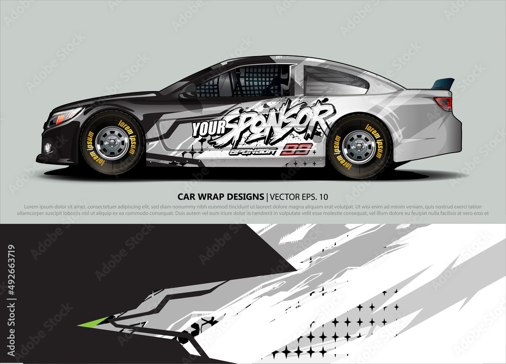 rally car livery design vector. abstract race style background for ...