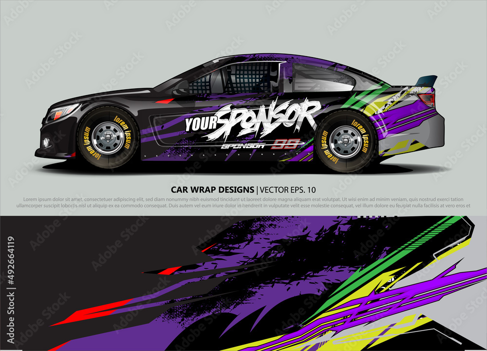 rally car livery design vector. abstract race style background for vehicle vinyl sticker wrap rally car livery design vector. abstract race style background for vehicle vinyl sticker wrap