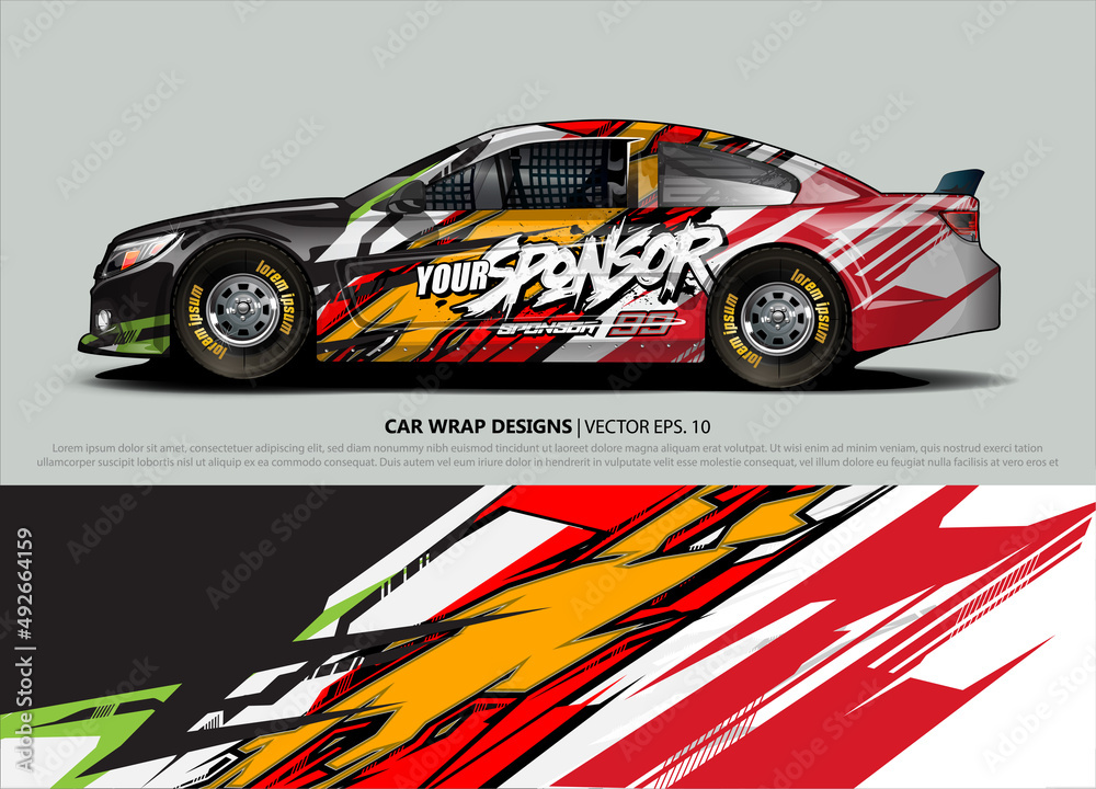 rally car livery design vector. abstract race style background for vehicle vinyl sticker wrap rally car livery design vector. abstract race style background for vehicle vinyl sticker wrap
