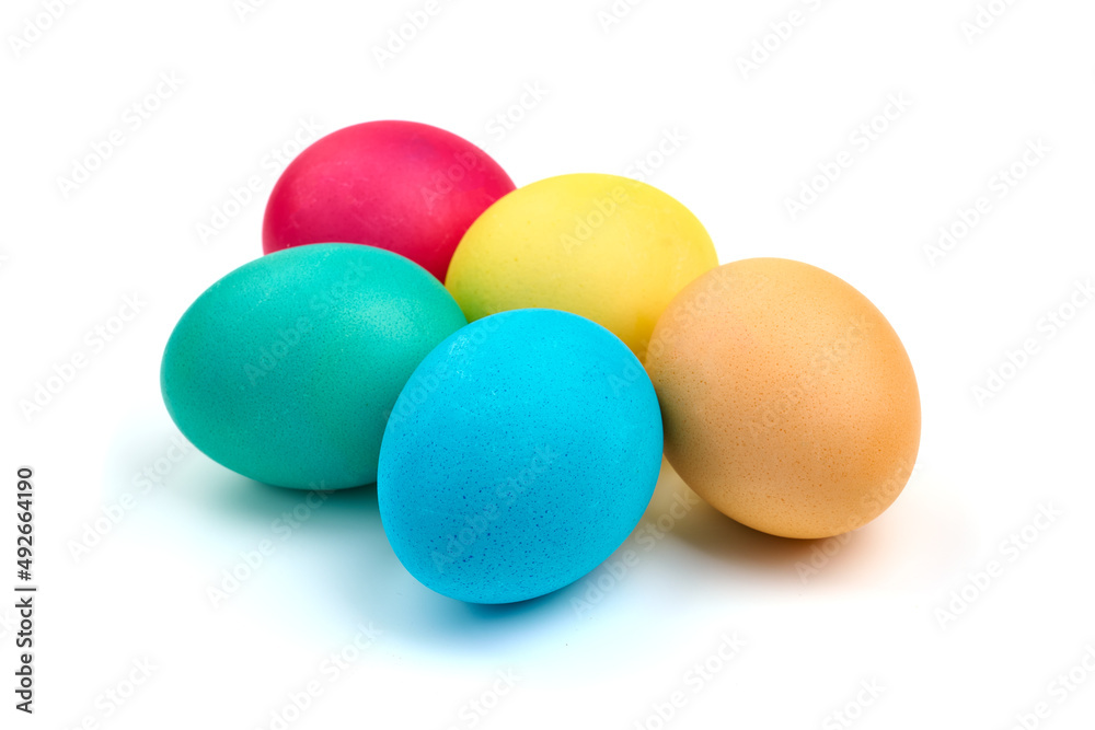 Colorful easter eggs, isolated on white background. Copy space. Colorful easter eggs, isolated on white background. Copy space.