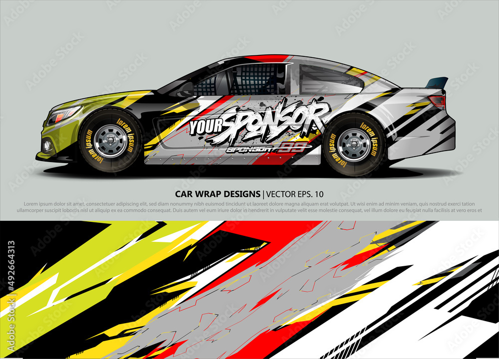 rally car livery design vector. abstract race style background for vehicle vinyl sticker wrap