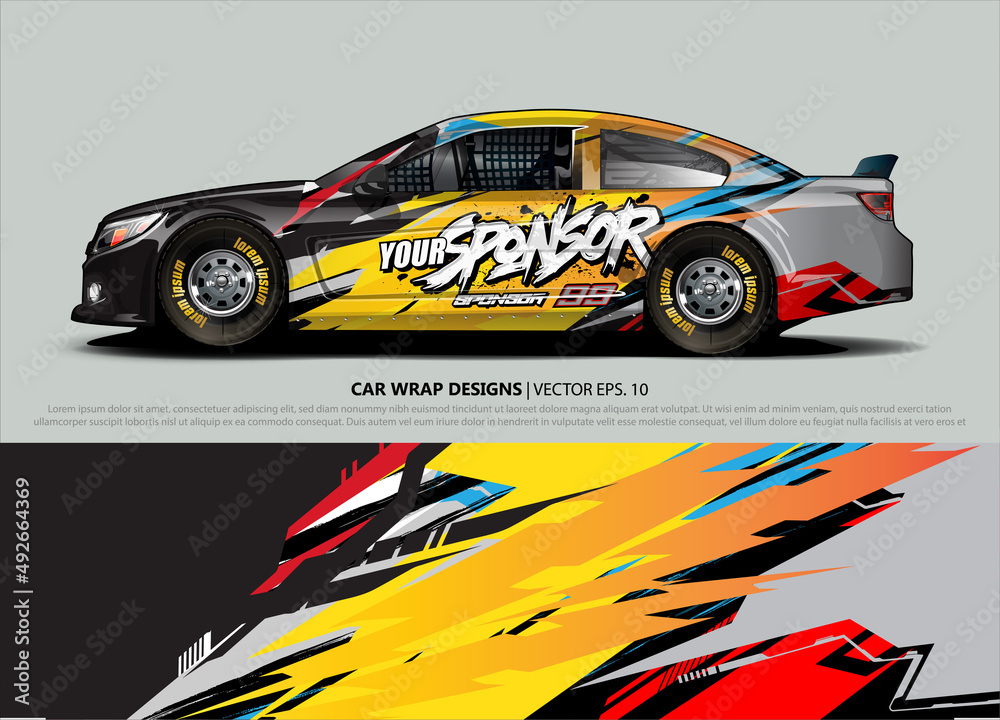 rally car livery design vector. abstract race style background for vehicle vinyl sticker wrap