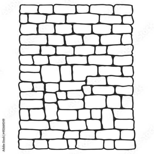 Stone wall made of cobblestones vector isolated