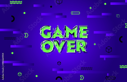 Distortion screen for game over. Wallpaper with error message
