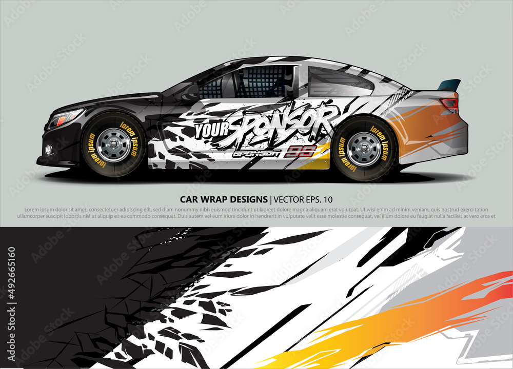 rally car livery design vector. abstract race style background for vehicle vinyl sticker wrap rally car livery design vector. abstract race style background for vehicle vinyl sticker wrap