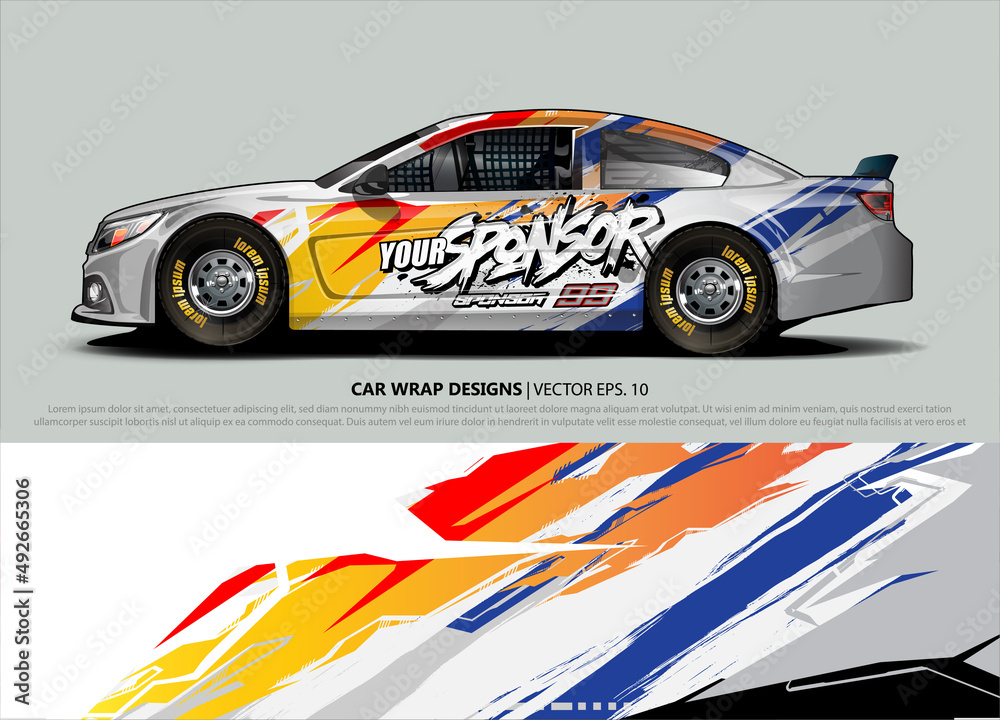 rally car livery design vector. abstract race style background for vehicle vinyl sticker wrap