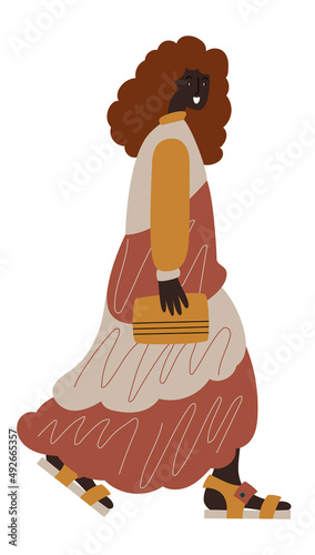 Fashionable African woman in a stylish outfit. 