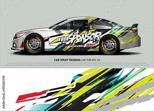 rally car livery design vector. abstract race style background for vehicle vinyl sticker wrap