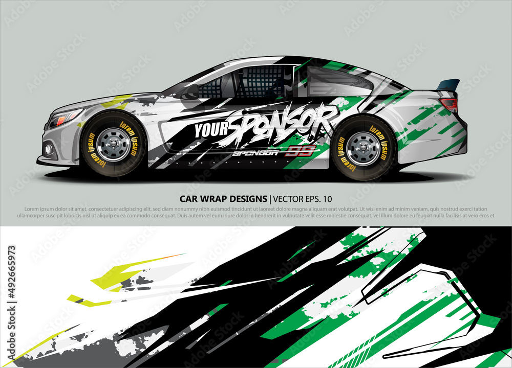 Car wrap decal design vector. abstract Graphic background kit designs for vehicle, race car, rally, livery, sport car
Car wrap decal design vector. abstract Graphic background kit designs for vehicle, race car, rally, livery, sport car