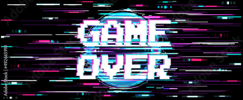 Distortion screen for game over. Wallpaper with error message