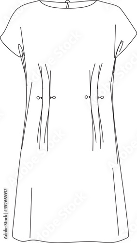 short dress with pleat detail at waist
