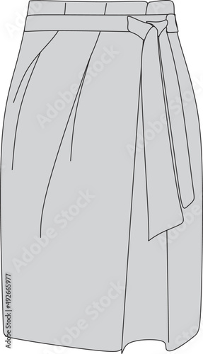 Wrapped side tie detail midi skirt