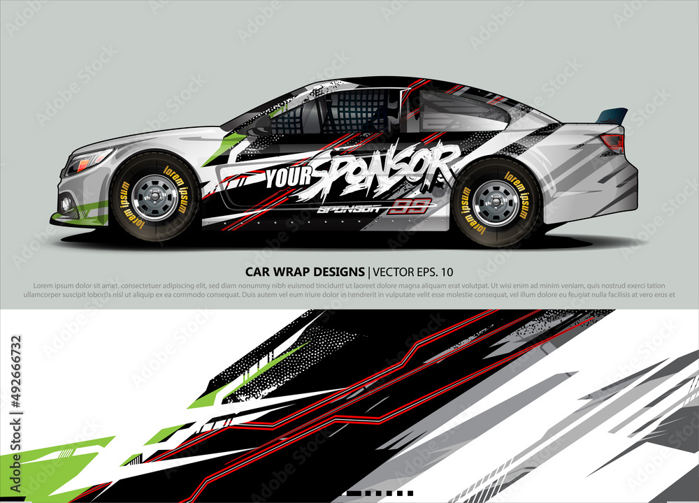 Car wrap decal design vector. abstract Graphic background kit designs for vehicle, race car, rally, livery, sport car
Car wrap decal design vector. abstract Graphic background kit designs for vehicle, race car, rally, livery, sport car