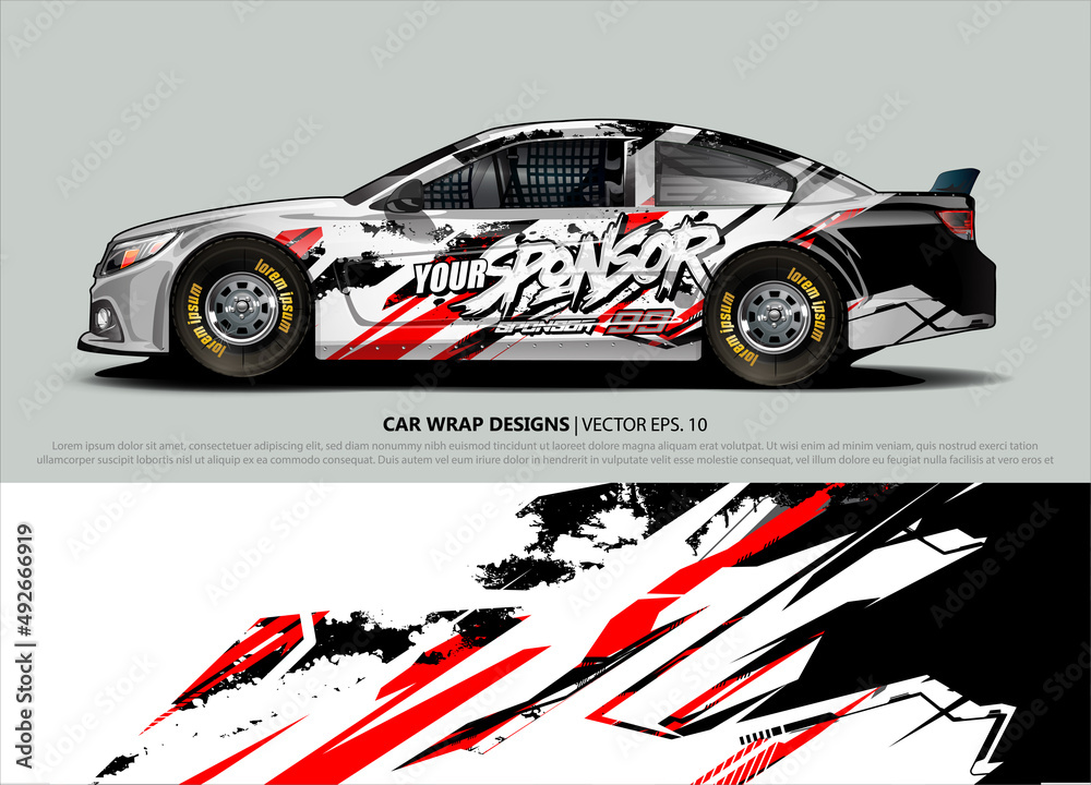 Car wrap decal design vector. abstract Graphic background kit designs for vehicle, race car, rally, livery, sport car
Car wrap decal design vector. abstract Graphic background kit designs for vehicle, race car, rally, livery, sport car