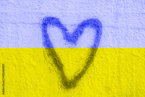 The symbol of the national flag of Ukraine in the shape of a heart