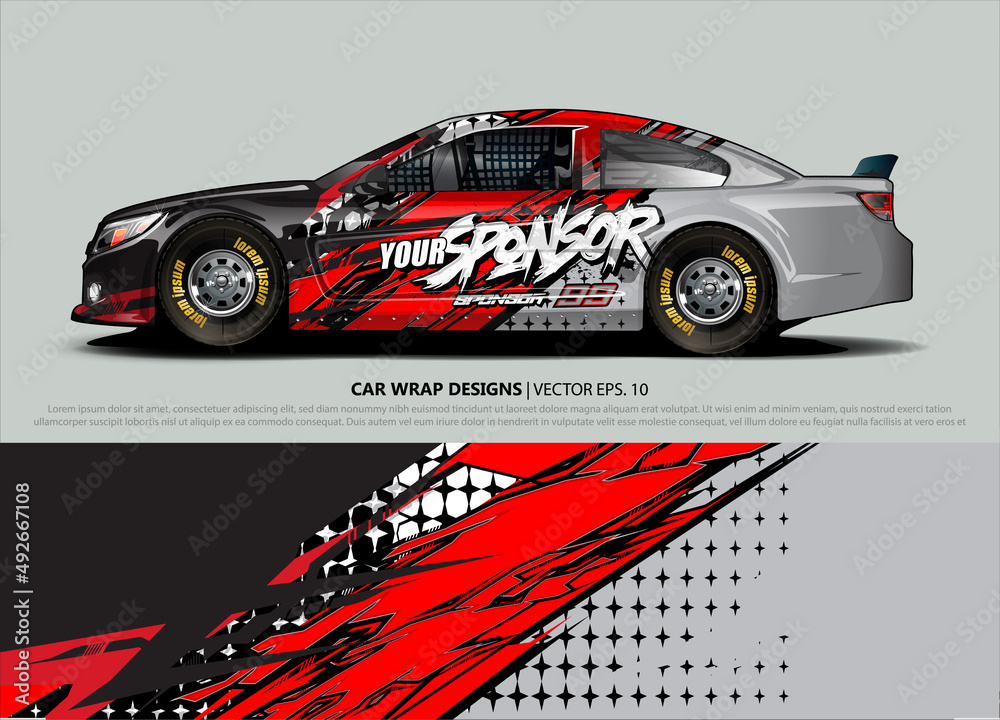 Car wrap decal design vector. abstract Graphic background kit designs for vehicle, race car, rally, livery, sport car Car wrap decal design vector. abstract Graphic background kit designs for vehicle, race car, rally, livery, sport car