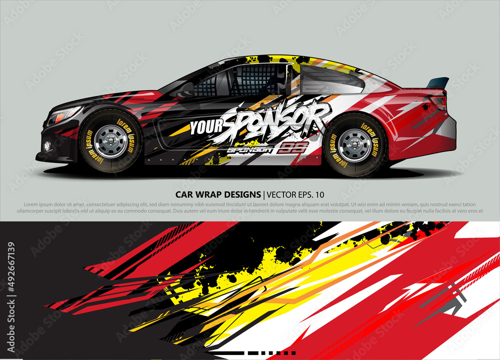 Car wrap decal design vector. abstract Graphic background kit designs for vehicle, race car, rally, livery, sport car Car wrap decal design vector. abstract Graphic background kit designs for vehicle, race car, rally, livery, sport car