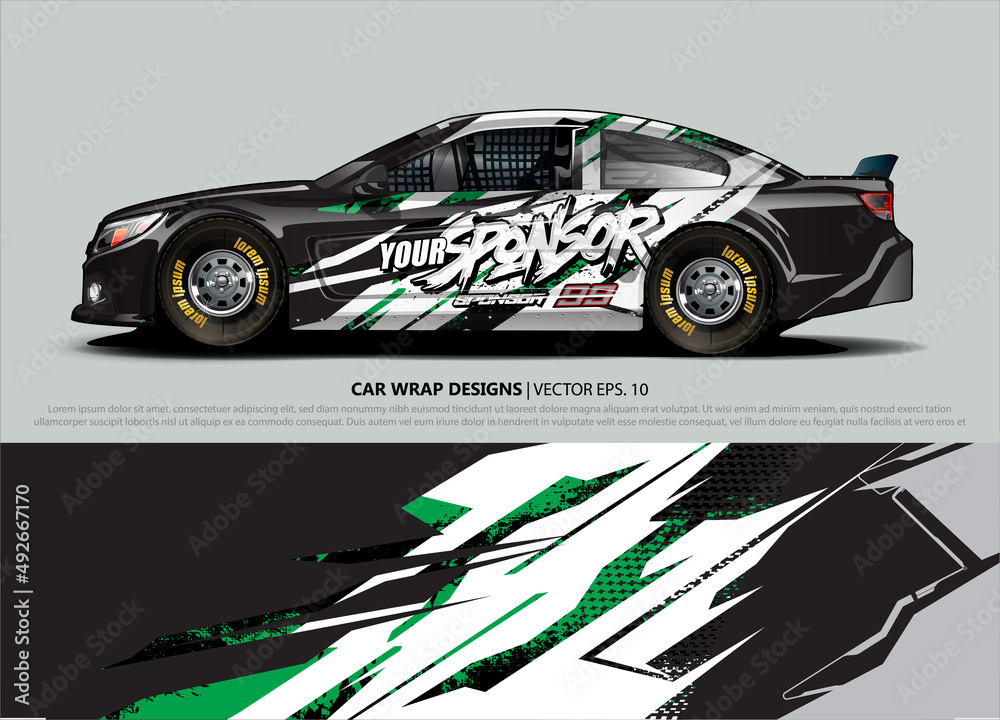 Car wrap decal design vector. abstract Graphic background kit designs for vehicle, race car, rally, livery, sport car Car wrap decal design vector. abstract Graphic background kit designs for vehicle, race car, rally, livery, sport car