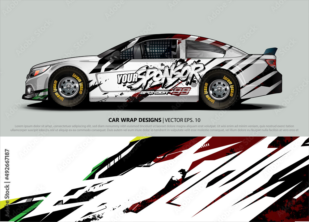 Car wrap decal design vector. abstract Graphic background kit designs for vehicle, race car, rally, livery, sport car Car wrap decal design vector. abstract Graphic background kit designs for vehicle, race car, rally, livery, sport car