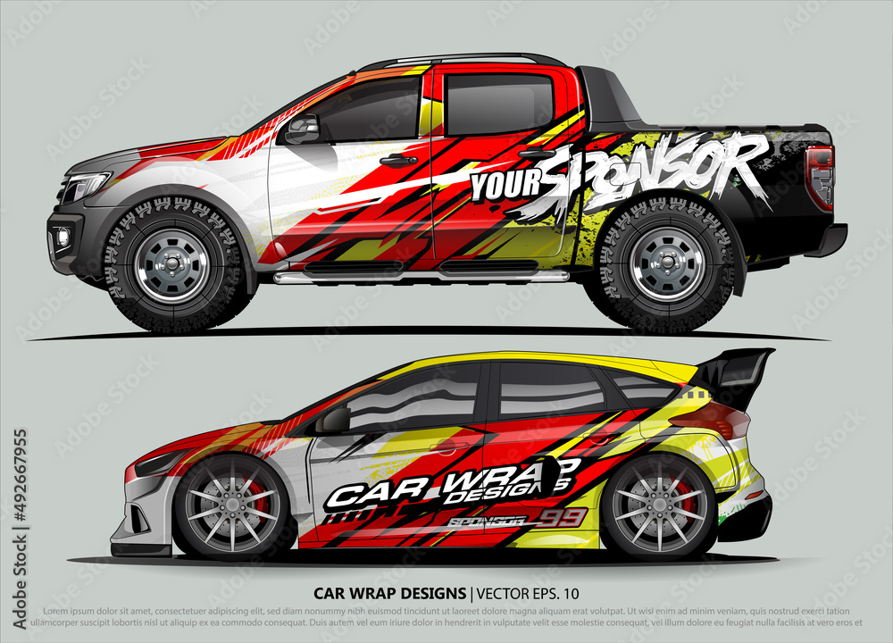Car wrap decal design vector. abstract Graphic background kit designs for vehicle, race car, rally, livery, sport car Car wrap decal design vector. abstract Graphic background kit designs for vehicle, race car, rally, livery, sport car