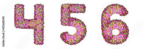 Numbers 4, 5, 6 made from a donut
