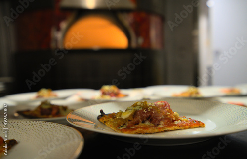Pizza Flatbread in front of Oven