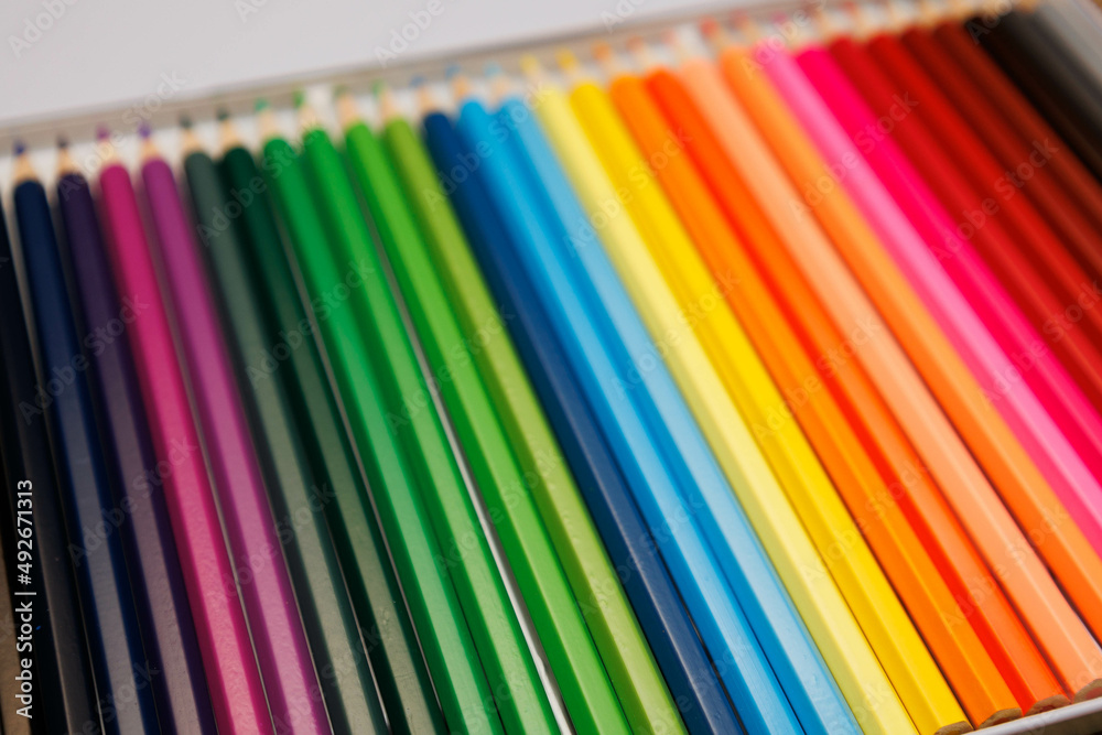 closeup of set of colorful pencils