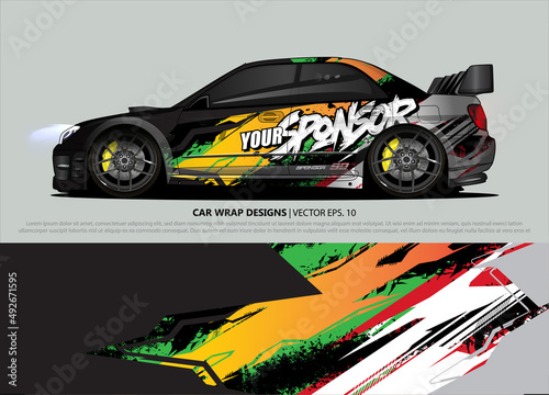 Race car wrap design vector for vehicle vinyl sticker and automotive decal livery 