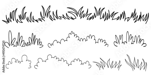 grass and bush cartoon black and white