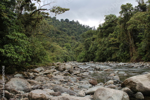 View of Orosi river in Tapanti National Park in Costa Rica photo