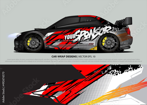 Race car wrap design vector for vehicle vinyl sticker and automotive decal livery
