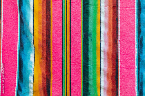 Colorful traditional blanket in Baja, Mexico. photo