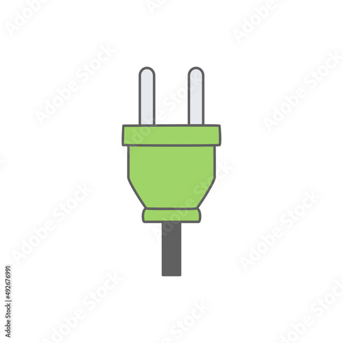 electric plugs, electrical 2 pins Icon in color icon, isolated on white background 