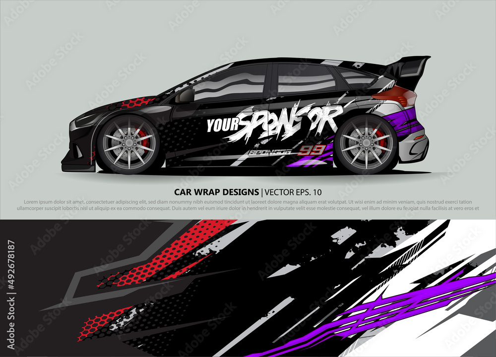 Race car wrap design vector for vehicle vinyl sticker and automotive decal livery
