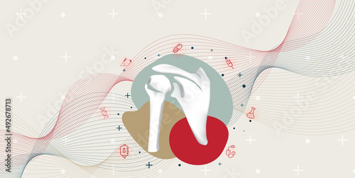 Technology for treatment of shoulder bone. Abstract traumatology and orthopedics. Medical science in the hospital for body joints.
