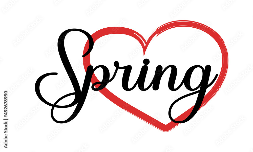 Spring Text Vector With Heart Spring Text Vector With Heart