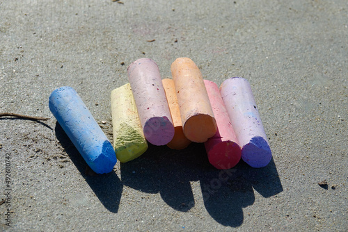 Canvas Print stack of sidewalk chalk in assortment of colors