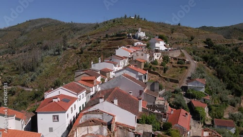 Aerial view of Alvaro village, in the center of Portugal, previously destroyed by the fire and rebuilt. photo