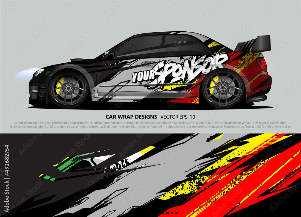rally car livery design vector. abstract race style background for ...