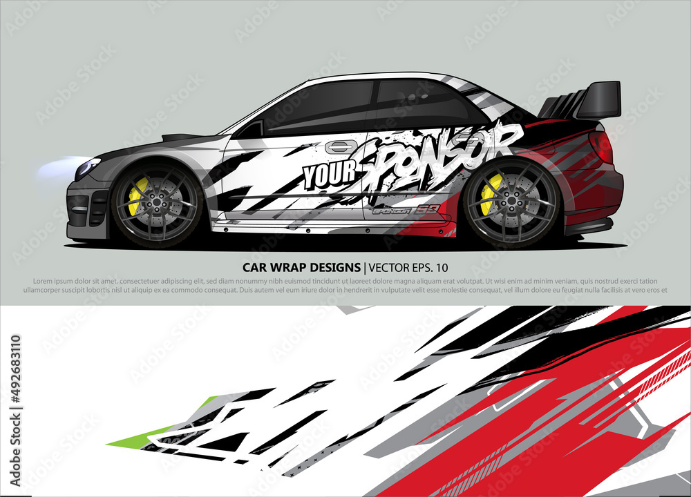 rally car livery design vector. abstract race style background for vehicle vinyl sticker wrap
