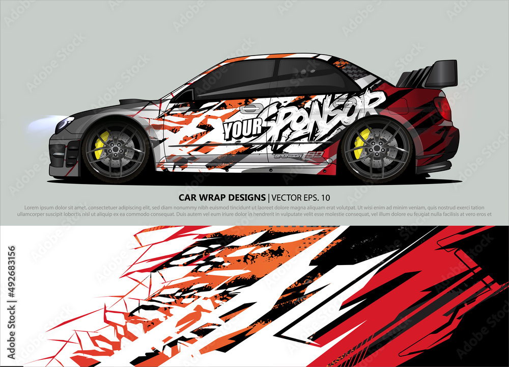 rally car livery design vector. abstract race style background for ...