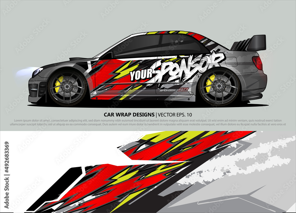 rally car livery design vector. abstract race style background for vehicle vinyl sticker wrap
rally car livery design vector. abstract race style background for vehicle vinyl sticker wrap