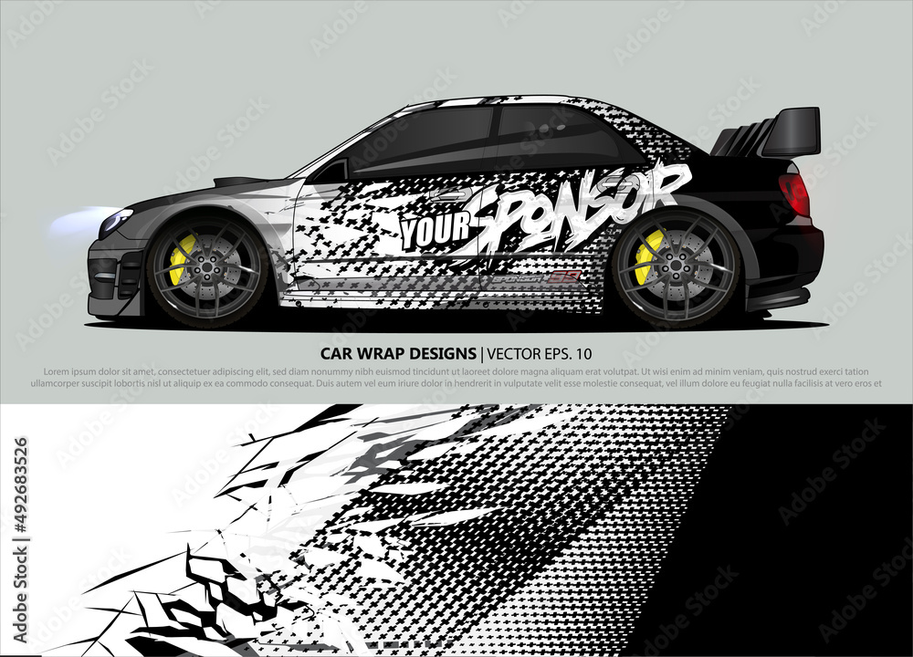 rally car livery design vector. abstract race style background for ...