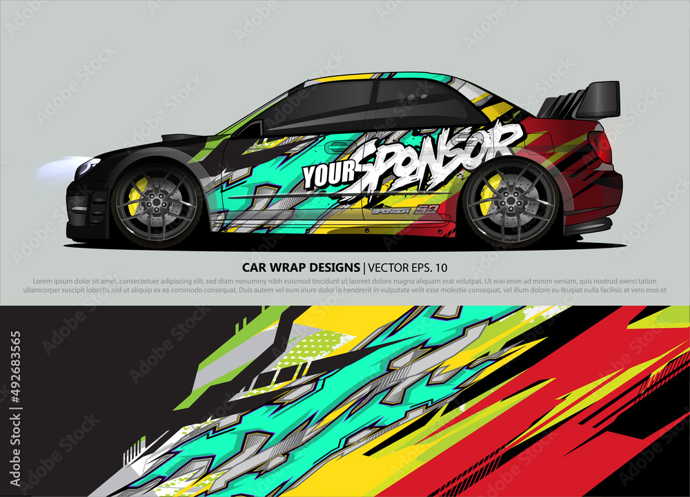 rally car livery design vector. abstract race style background for ...